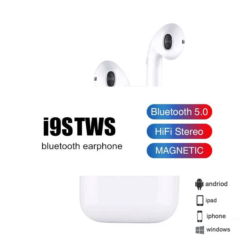 

TWS-стереонаушники i9s с поддержкой Bluetooth и зарядным футляром