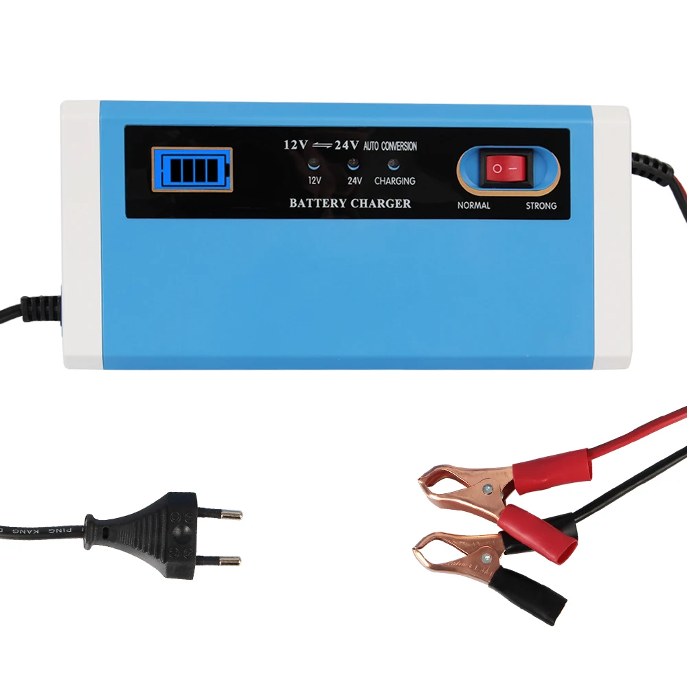 For Wet Dry Lead Acid Battery Car Battery Charger 12V/24V 10A Smart Switch Full Automatic Fast Power Charging Adapter
