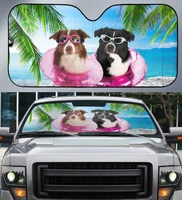 hawaii australian shepherd dog in summer beach coconut tree car sunshade gift for australian shepherd lover hawaii vibe auto s