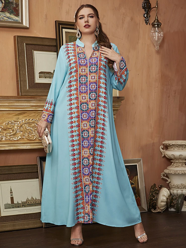 

TOLEEN 2022 Spring Women Elegant Vintage Plus Size Large Maxi Dresses V Neck Evening Party Long Sleeve Muslim Oversized Clothing
