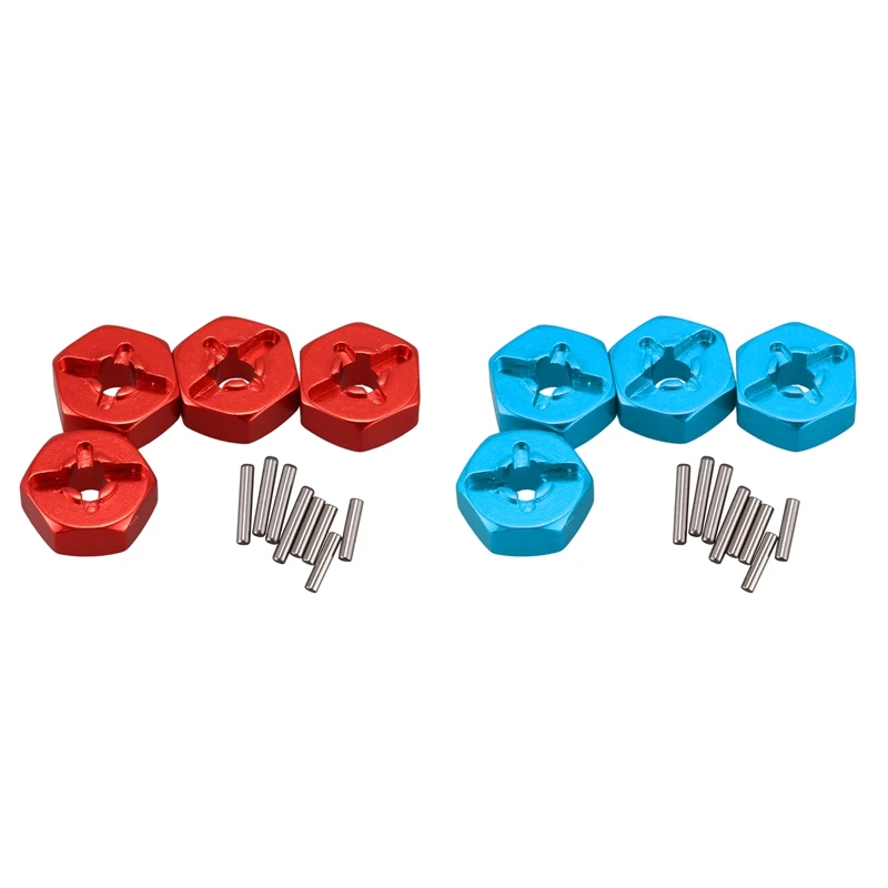 

2Set Aluminum Alloy 12Mm Combiner Wheel Hub Hex Adapter Upgrades For Wltoys 144001 1/14 RC Car Spare Parts,Red &Blue