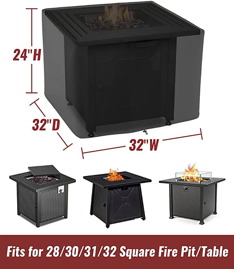 

Waterproof Fire Pit Cover 21.6" x 21.6" x 35.4" 210D Durable Gas Outdoor Stove Cover Patio Fire Pit Cover Fade/Dust/Sunshine