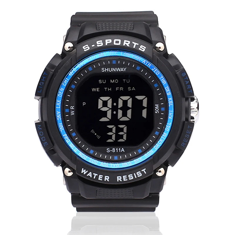 

Fashion Men's Sport Watch With Black Band Electronic Watch Men 50m waterproof Alarm clock Led light Casual Watch Men's Gift 2022