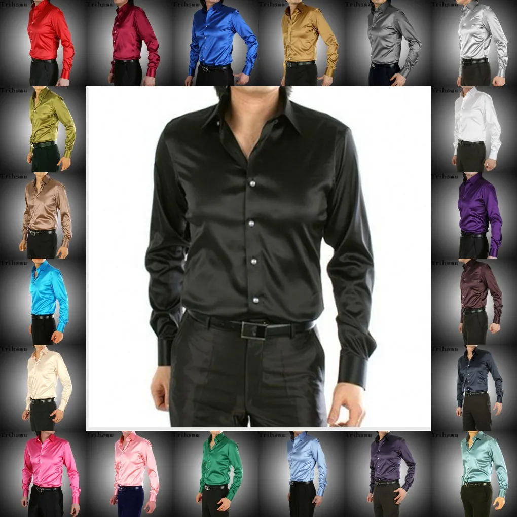 White/Red/Pink/Yellow/Black/Roral Blue/Burgundy/Purple/Grey 7 Buttons Style Silk Wedding Groom/Bridegroom/Man Shirts CS21