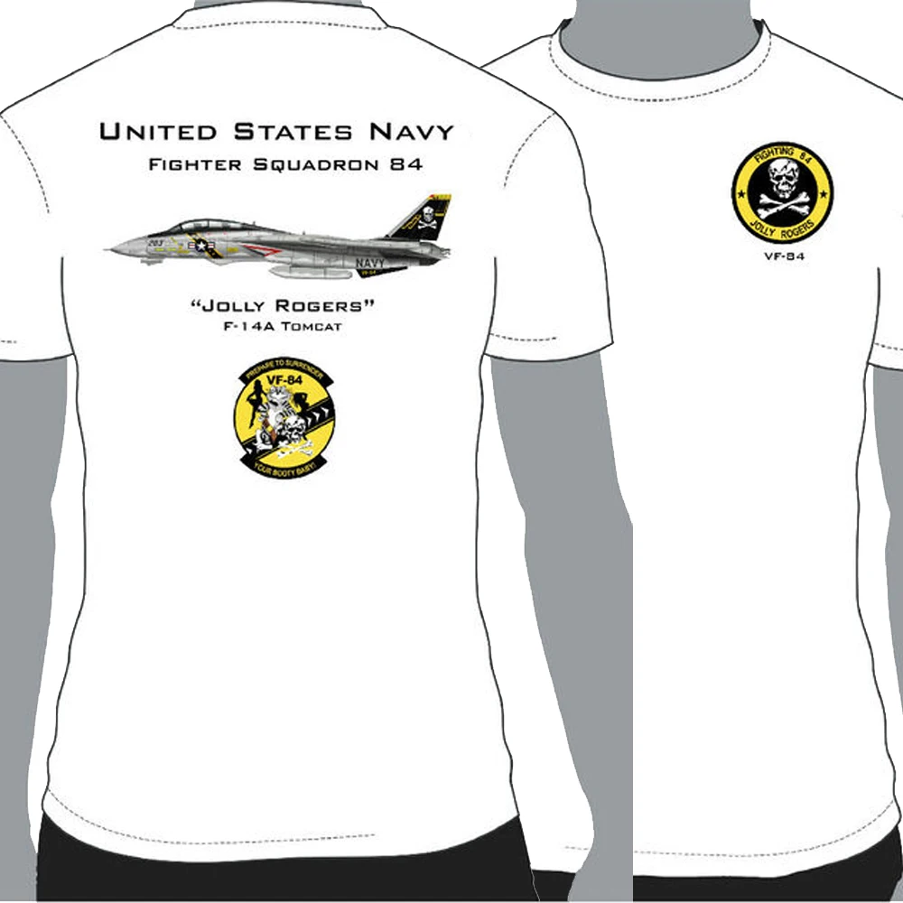 

Navy VF-84 Jolly Rogers Squadron F-14 Tomcat Fighter T-Shirt New Short Sleeve Casual 100% Cotton O-Neck Summer Mens T-shirt