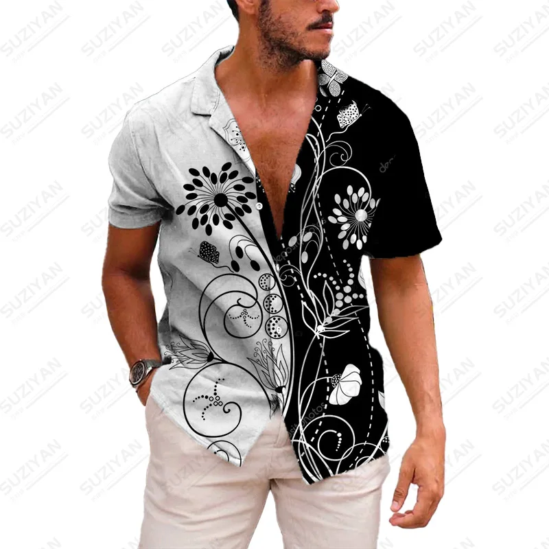 

Fashion Male Plants British Fashion 2022 Japanese Summer Shirts For Men Shirts Turn-Down Stand Collar Mens Clothes Clothes