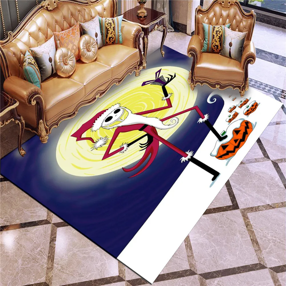 

Horror Series Nightmare Before Christmas Pattern Area Rug Bedroom Bedside Mat Entrance Door Living Room Carpet Washable