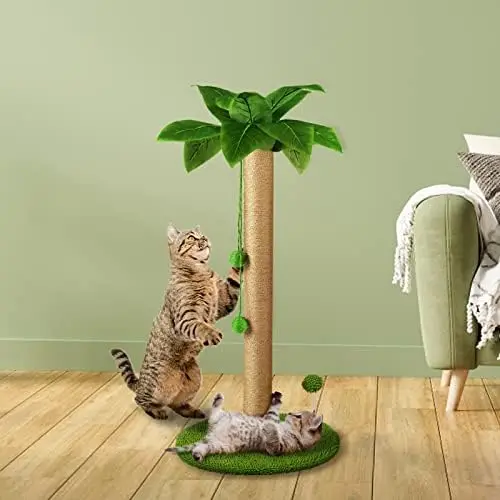

Dohump Poste Rascador para Gatos, 78cm de Altura con Cuerda de Sisal Premium, Dos Bolas Colgantes Interactivas y Juguetes de Bol