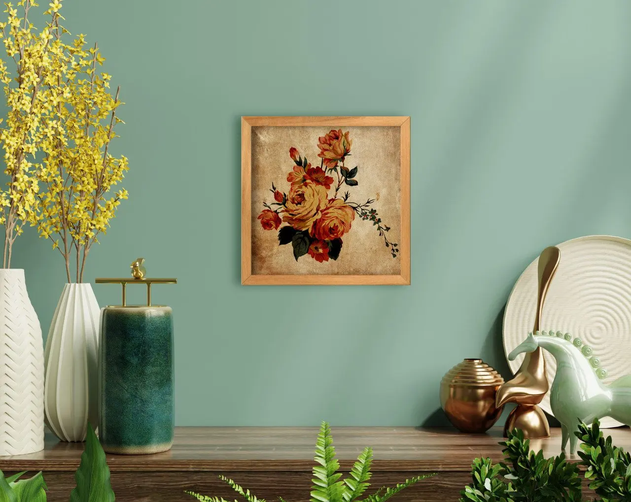 

BK Home Flowers Handmade Wood Framed Tablo-6 Modern Convenient Reliable Wall Decoration Gift Design Simple Vicinity