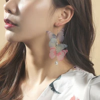 boho lace butterfly earrings 2022 fashion elegant imitation pearl long dangle earrings female colorful insect earrings jewelry