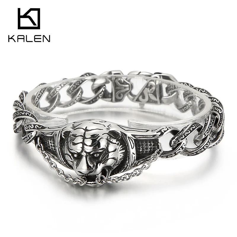 

Kalen Vintage Punk Bracelet For Men Stainless Steel Fashion Jewelry Hippop Street Culture Charm Jewellery