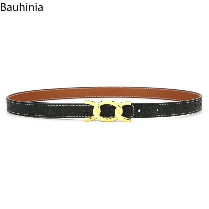 Bauhinia 2022 New Fashion Korean 100cm Alloy Double Sided Thin Belt All-match Simple Luxury Leather Woman Belt
