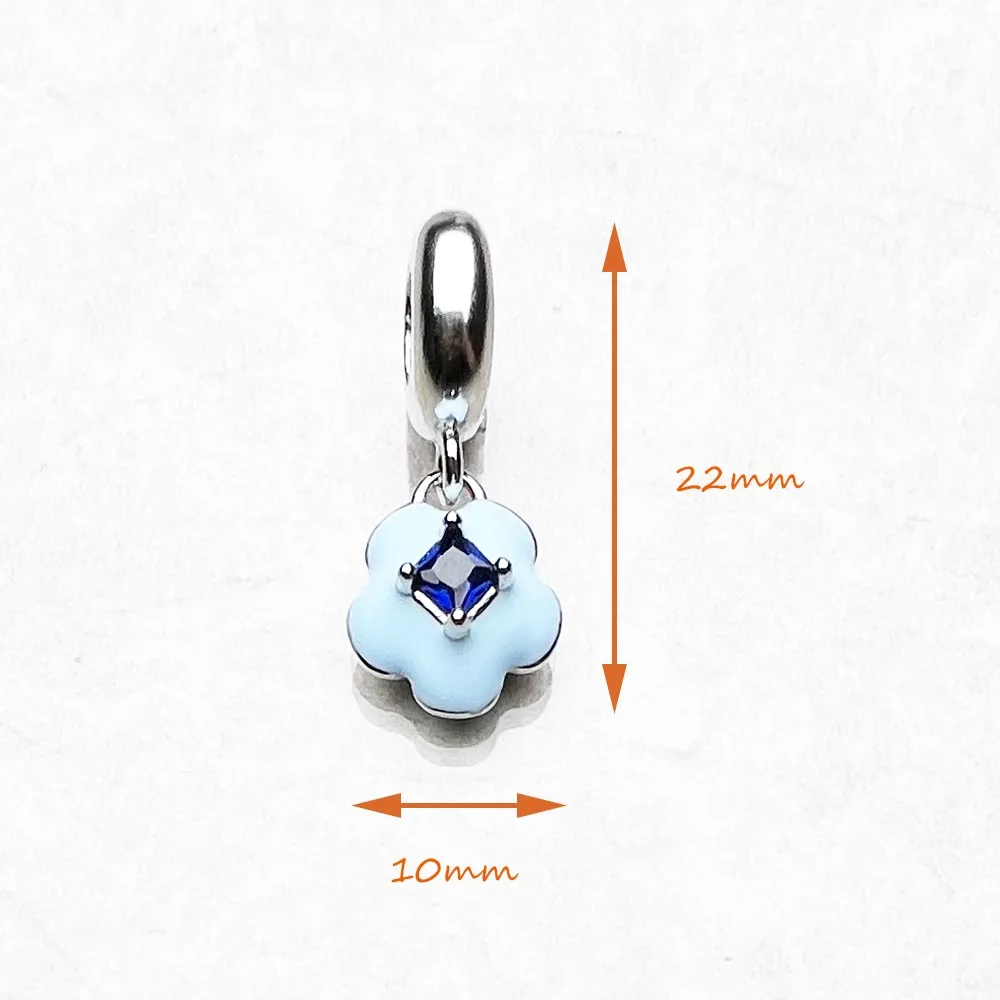 Женский кулон в виде синего цветка из серебра 925 пробы