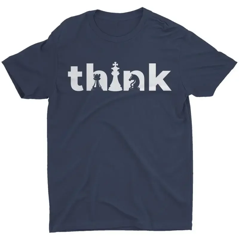 Фото Футболка Think T-Shirt с принтом шахматных фигур, минималистичный дизайн для гиков, для мальчиков и сыновей №1