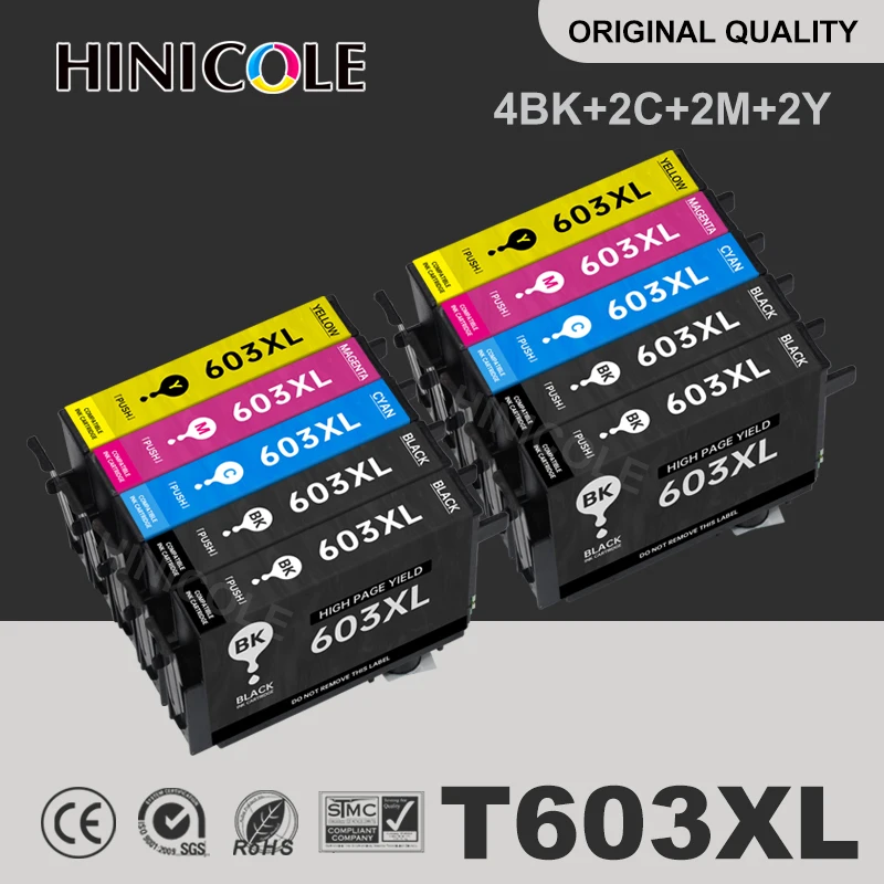 

Hinicole 603 XL Compatible Epson 603XL E603 T603 for XP-2100 XP-3100 WF-2810 XP-3105 XP-4100 XP-4105 WF-2830 XP-2105 Printer