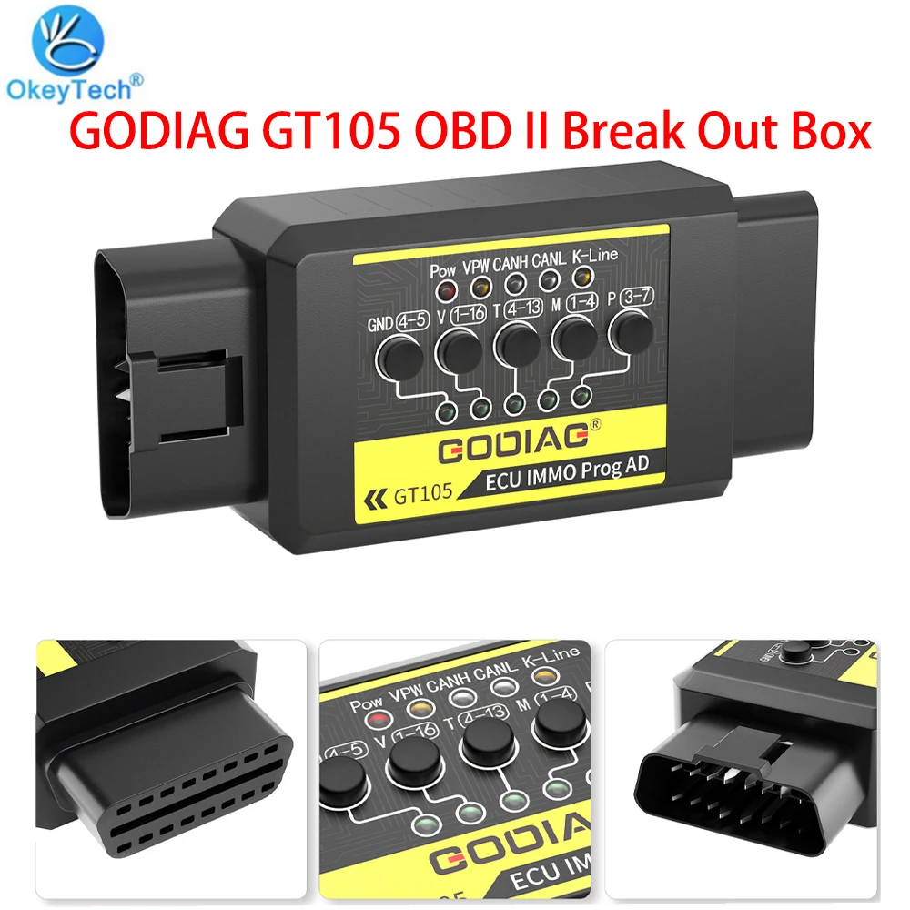 2022 Newest GODIAG GT105 OBD II Break Out Box OBD Assistant ECU IMMO Prog AD ECU Connector