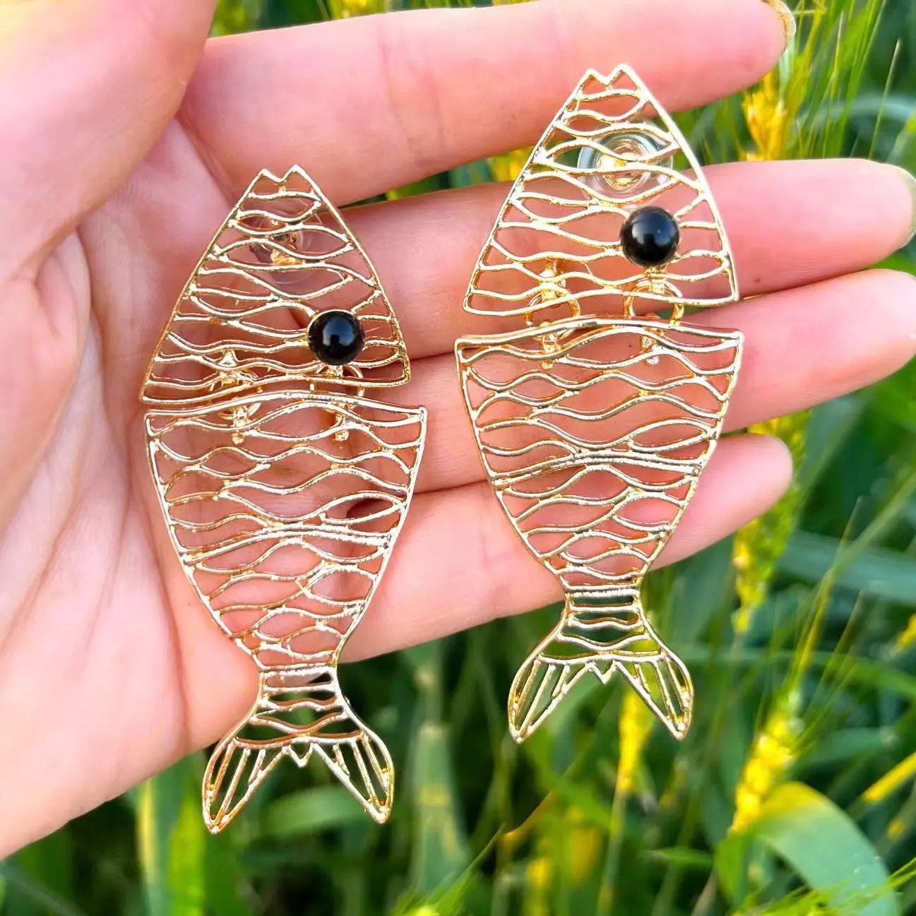 

New Golden Fish-shaped Earrings for Women Bridal Wedding Jewelry Gifts