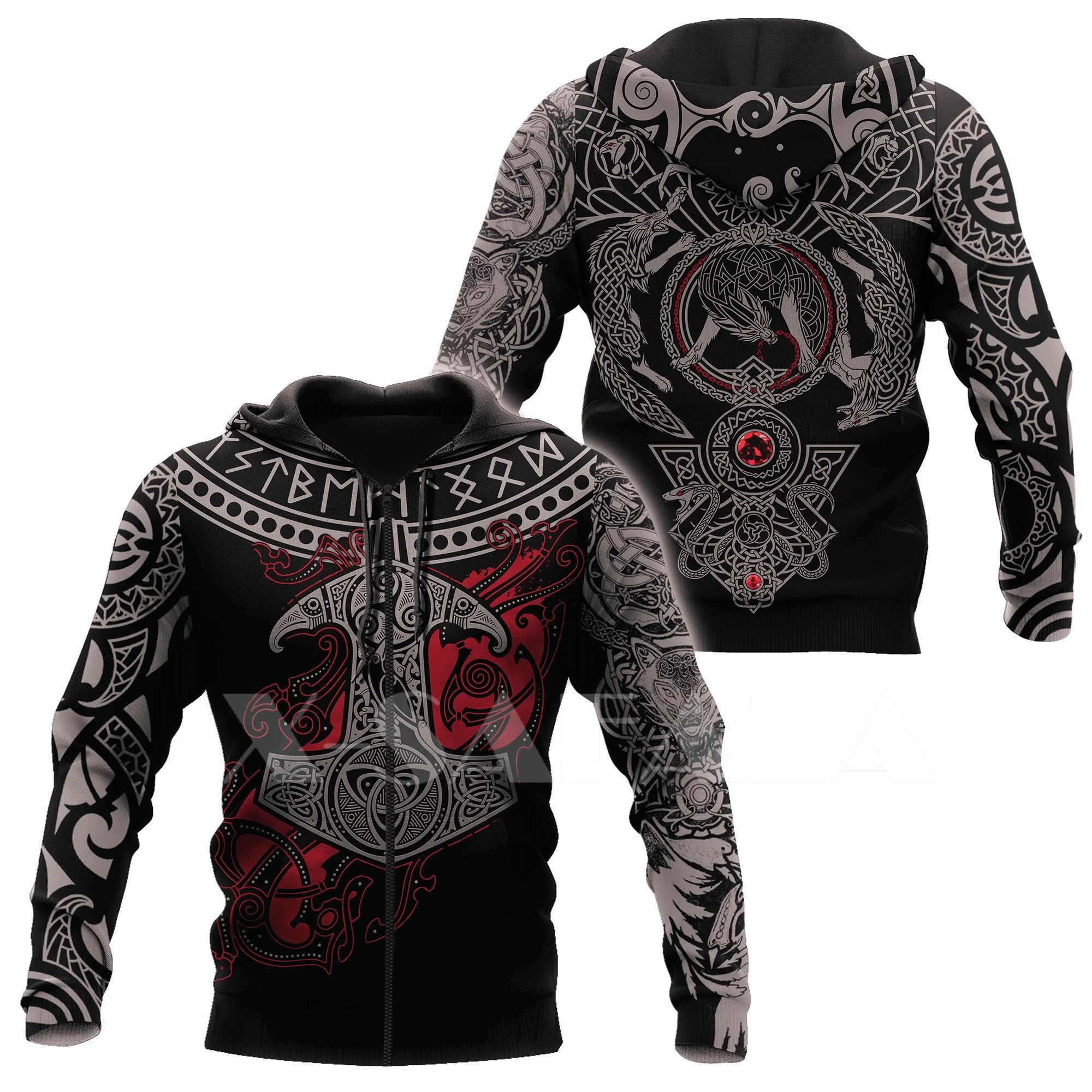 

Celtic Dragon Tattoo Viking Fenrir 3D Printed Hoodie Man Female Zipper Pullover Sweatshirt Hooded Jersey Streetwear Tracksuits-5