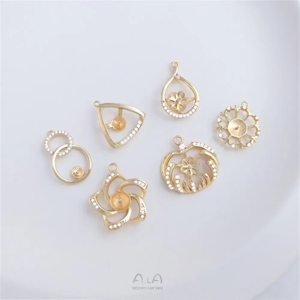 Микроинсет циркон 14-каратное золото жемчужный браслет с половиной отверстия