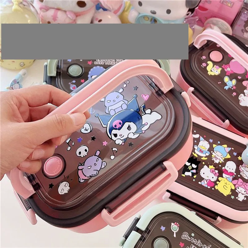 

Kawaii Kuromi My Melody Cinnamoroll понравико бенто коробка мультфильм Sanrioed портативная двухслойная отдельная коробка бэнто игрушка подарок