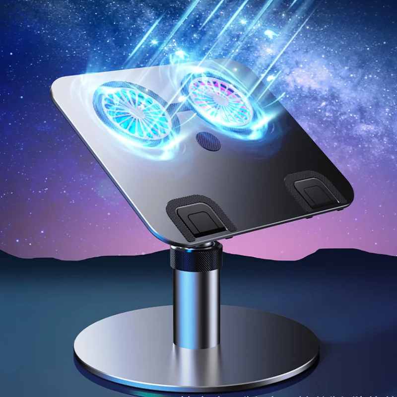 

Latest Notebook Bracket Metal Aluminum Support Laptop Stand Accessories Double Turbo Cooling Fan Bracket Adjustable Heightening