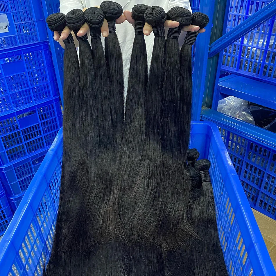 14A 36 Inch Bone Straight Weave Human Hair Bundles Raw Hair Extensions Brazilian Natural Black 1 3 4 Bundle Deals Unprocessed