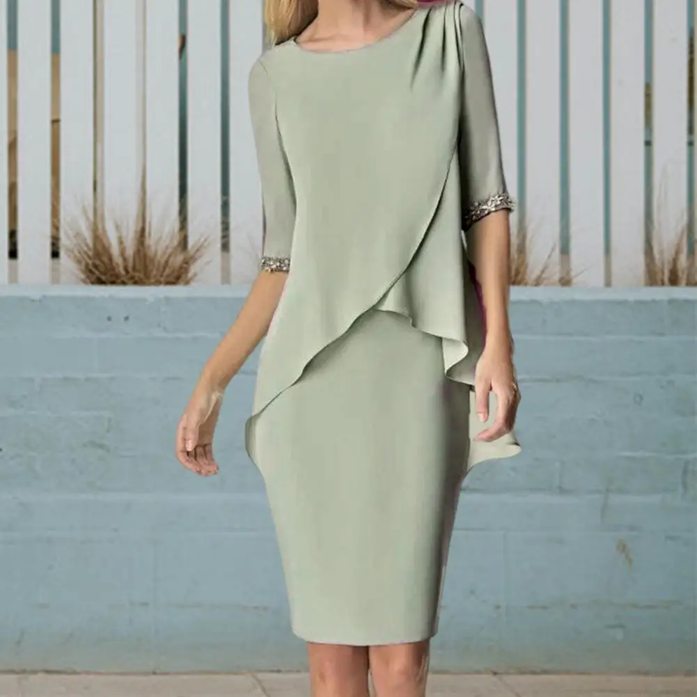 

Облегающее платье с коротким рукавом, сексуальная одежда для вечеринки, плиссированное платье-футляр с круглым вырезом, официальное платье...