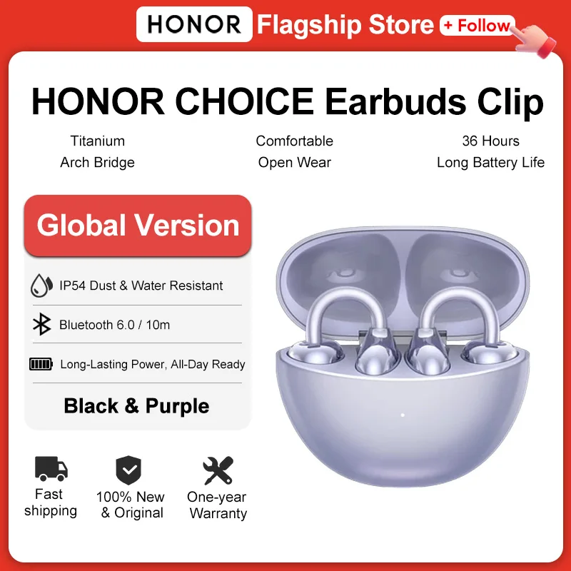 Фото Honor Наушники беспроводные с микрофоном HONOR CHOICE Earbuds Clip, Глобальная версия, Bluetooth 5.3, USB Type-C №2