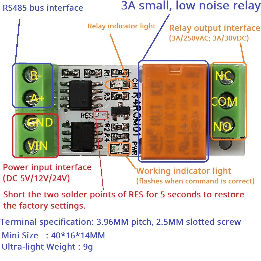 3A Мини-электронная плата переключения Modbus PC USB-последовательный порт UART RS485