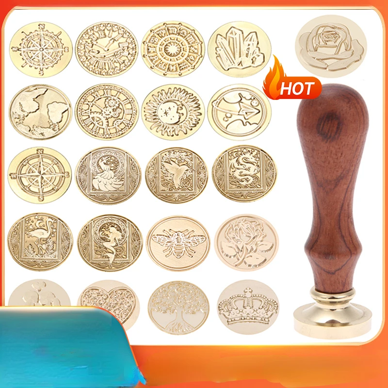 

Seal Stamp Vintage Round Antique Sealing Invitations DIY Envelope Hobby Tools Dedicated Replace Copper Head