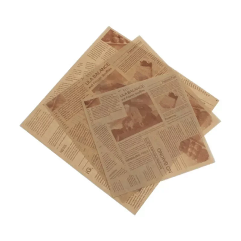 

2022New Vintage Newspaper Style Wax Paper Food Grade Oilpaper Food Wrapper Wax Paper Pizza Bread Burger Fries Nonstick Baking Wa