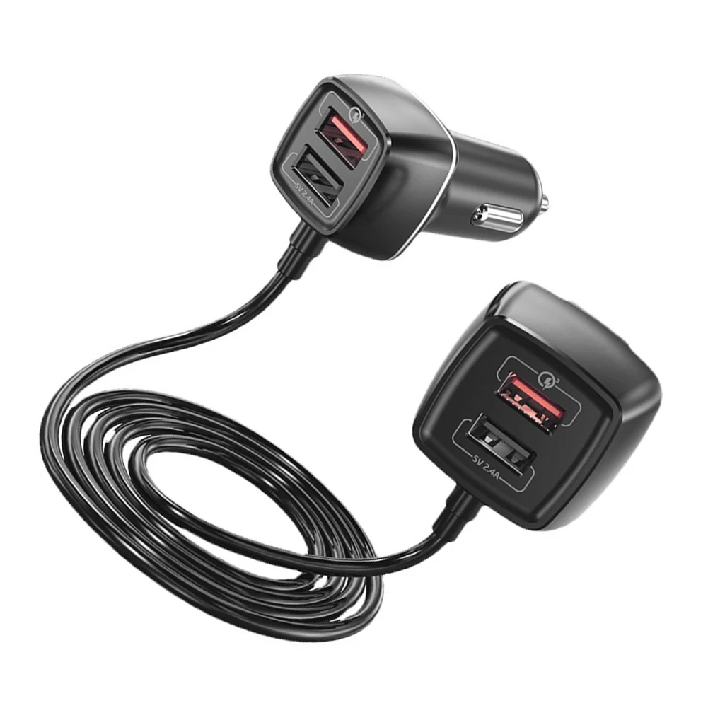 

Автомобильное зарядное устройство USB Автомобильное зарядное устройство ABS + PC черное двойное 2.4A Быстрая зарядка Передняя и задняя зарядка м...