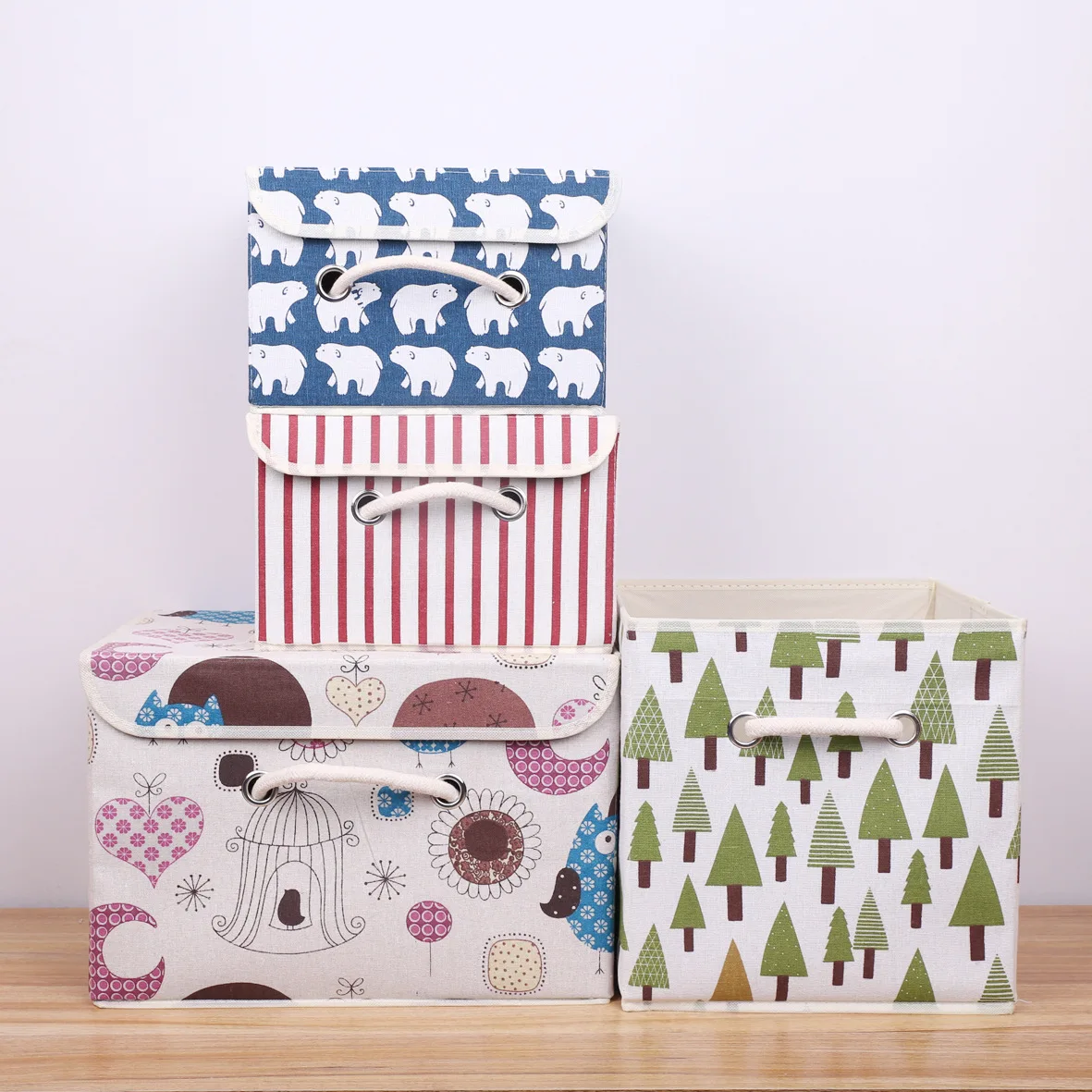 

Cotton Storage Box with Lid Storage Box Cotton Rope Handle Clothes Organizer Foldable Eco Friendly Organizador Cabinet Underwear
