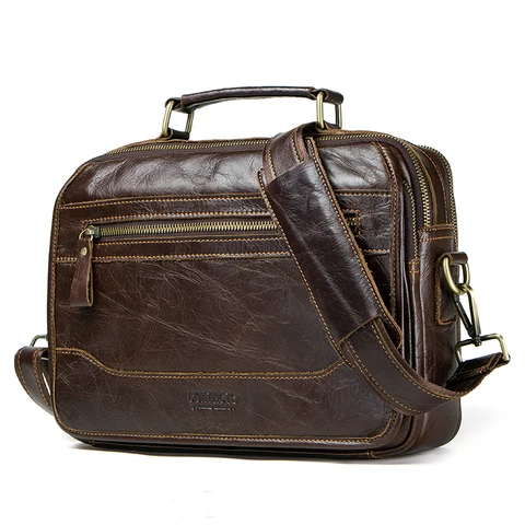 Мужская сумка через плечо из натуральной кожи CONTACT'S, сумки через плечо, маленький портфель, мужские сумки-тоут