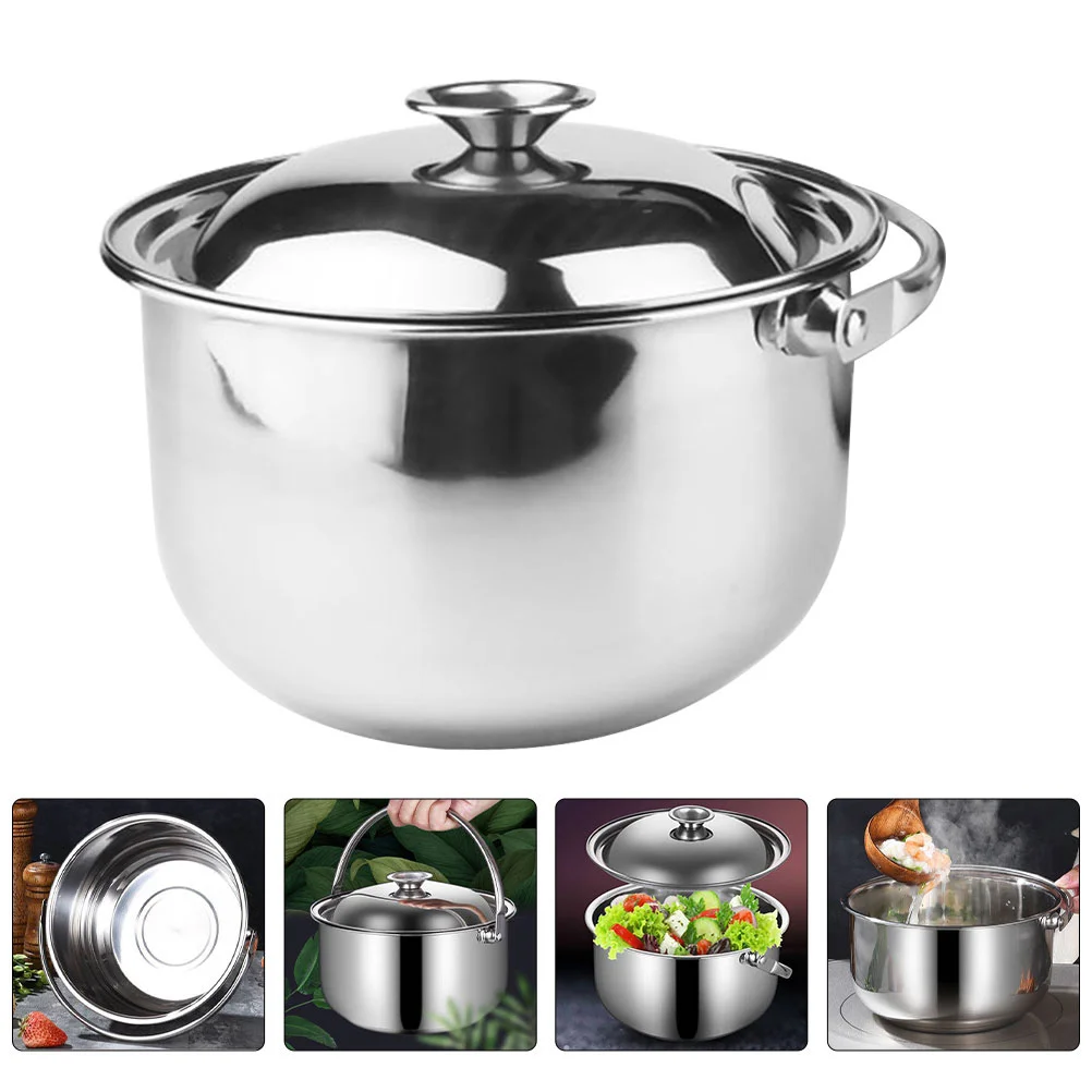 

Pot Stainless Steel Mixing Stock Soup Bowl Steamer Induction Metal Bowls Ramen Handle Stockpot Steam Pan Large Cooking Korea