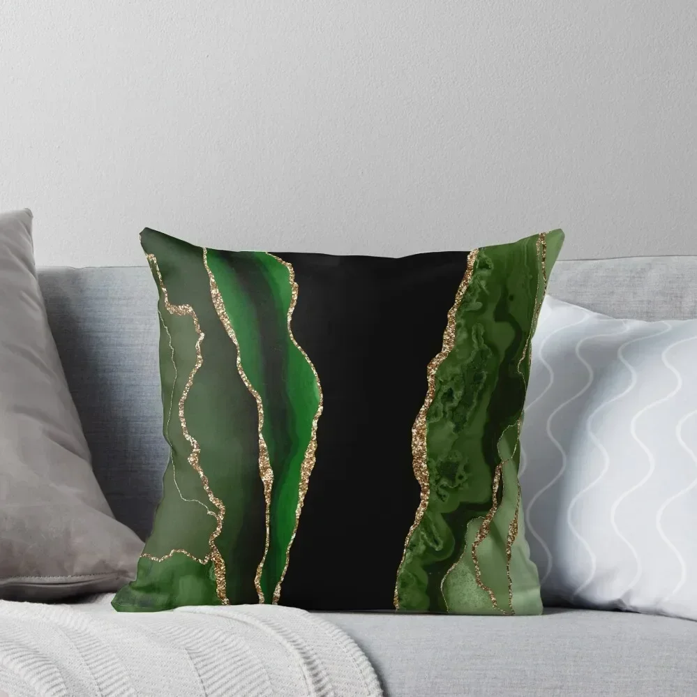 Абстрактный изумрудно-зеленый и золотой современный жеодный агатовый дизайн