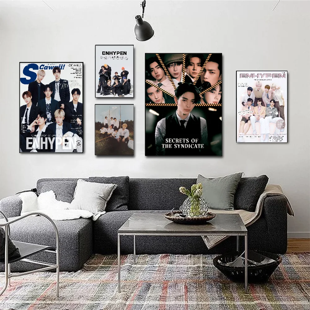 Kpop E-ENHYPENS классический аниме постер водостойкая бумажная наклейка кофейня бар