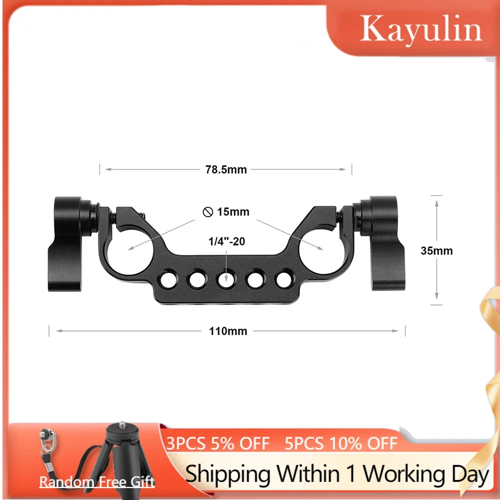 Kayulin 15 мм рельсовый двойной стержень зажим 1/4 &quot-20 резьба черная ручка для DLSR