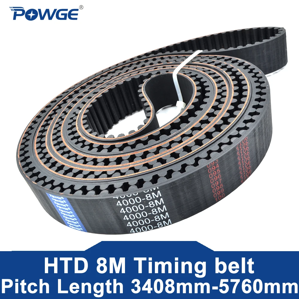 

Ремень ГРМ POWGE HTD 8M Lp = 3408 3424 3440 3600 3744 3800 3808 3824 3896 4000 4200 4224 4400 4520 5120 5760, ширина 15-85 мм, резина