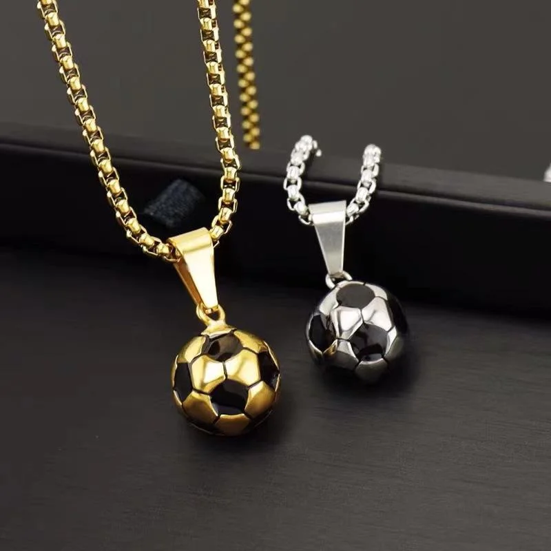 

2023 Sports Product Football with Stainless Steel Chain Football Fans Gift Butterfly Necklace Gold Necklace for Women