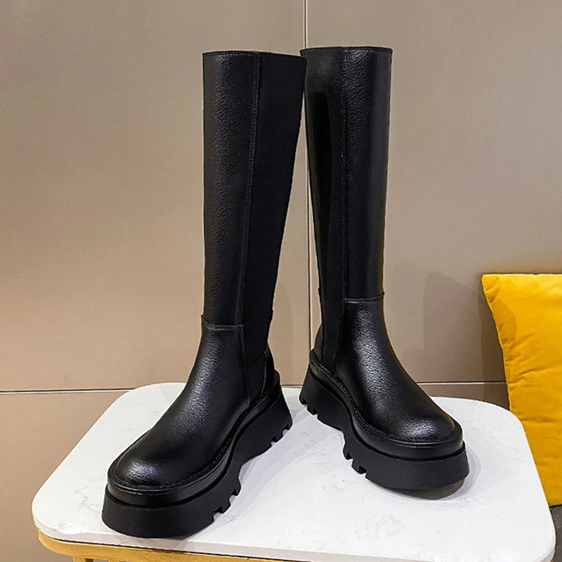 Женские высокие сапоги сезон весна-осень 2021 модные женские до середины икры на