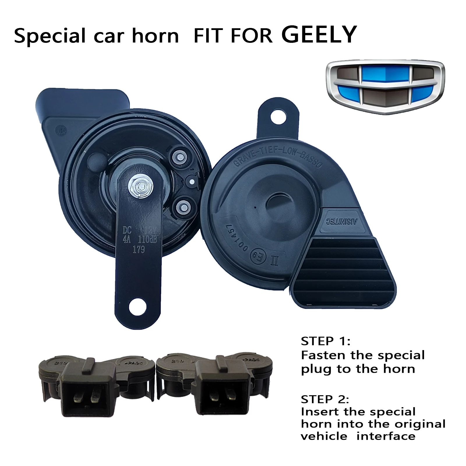 

Специальный автомобильный звуковой сигнал для GEELY 12 В, супер громкий, двухцветный, высокий/низкий, 510/410 Гц, водонепроницаемый, подходит для Emgrand EC7 RV 718 715