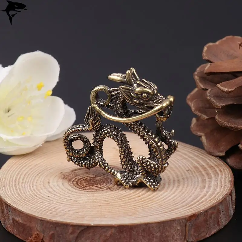 

1 шт., античная латунная Статуя Дракона