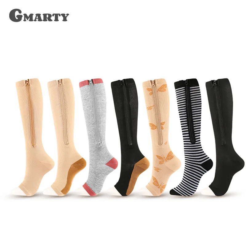 Медицинские спортивные компрессионные носки на молнии эластичные для женщин и