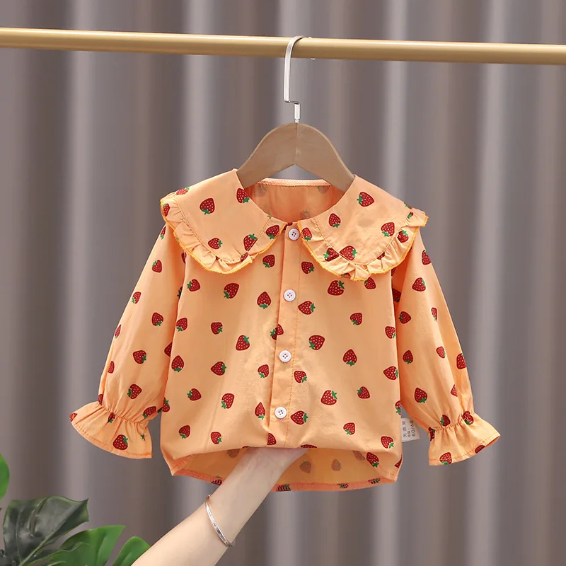 Girls Blouses Clothes Baby Spring Shirts Toddler Infant Solid Tees Tops 1 2 3 4 Years Kids Cotton Shirt Baby Girl Blouse