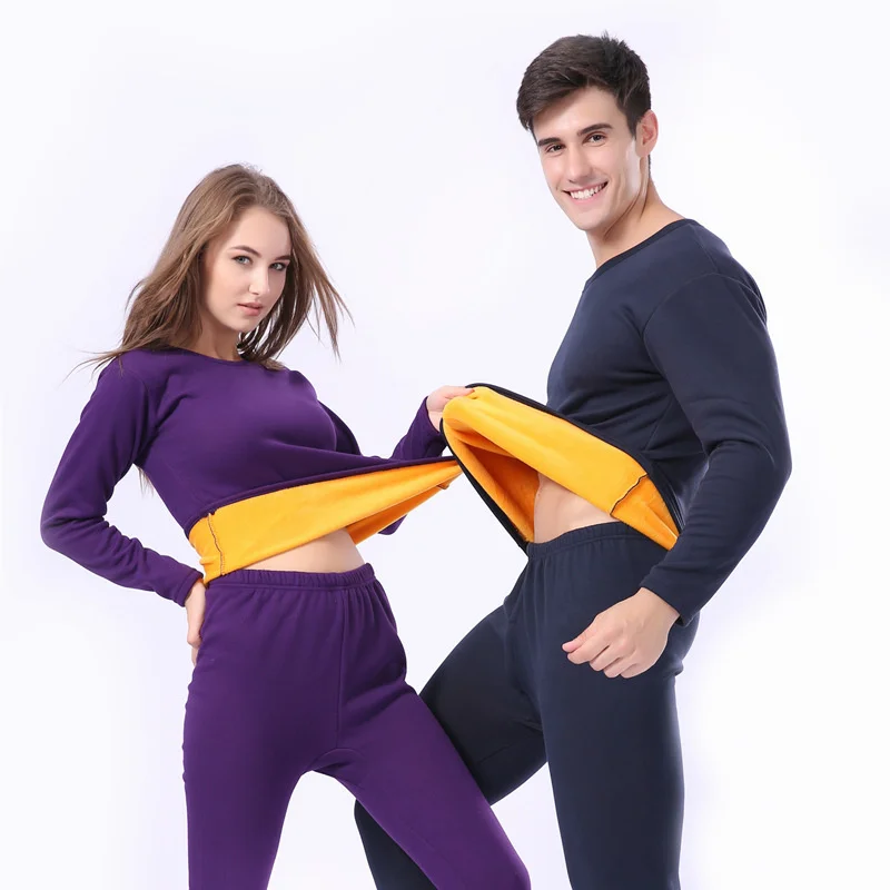 

Winter Velvet Tick Termal Underwear For Men Woman Winter Warm Layered Clotin Pajamas Set Termal Set Male Lon Jons Solid