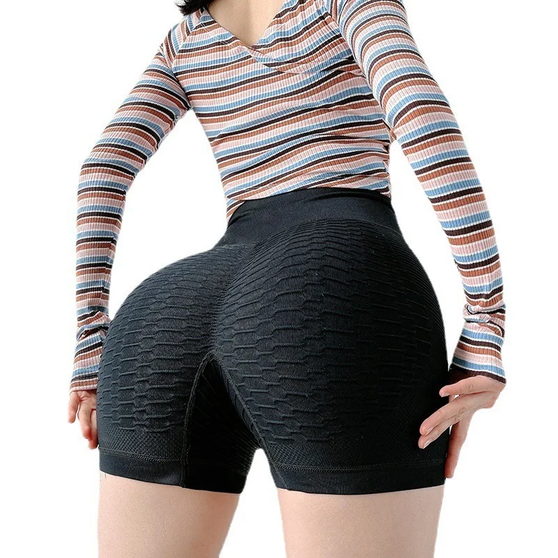 

Three Point Shorts Jacquard Nylon Leggings Yoga Pants Women's Peach Hip Lift High Waist Tight Sports Shorts Running Shorts