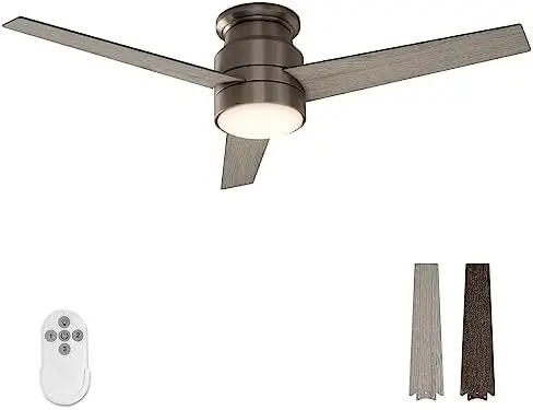 

Потолочный вентилятор с дистанционным управлением, 52 дюйма, матовый никель, 3-лопастная белая потолочная лампа с вентилятором