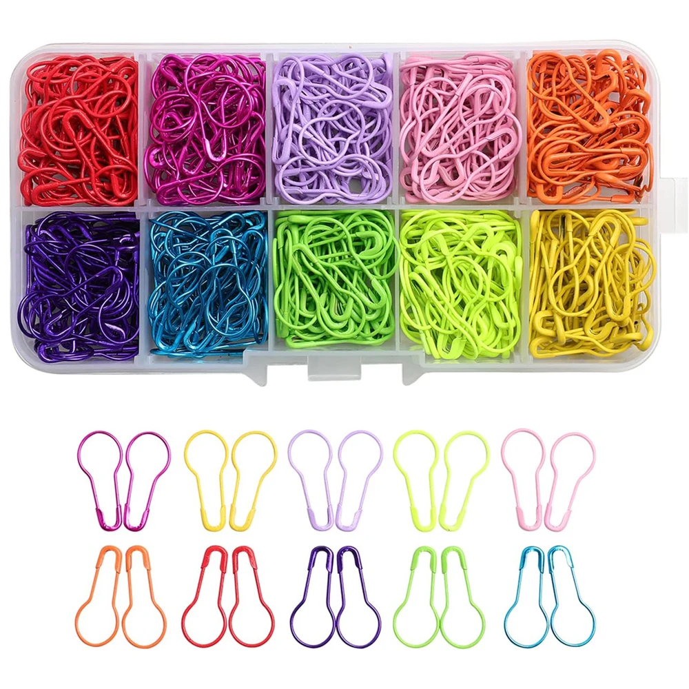 

300Pcs Colorful Shaped Clip Pins Bulb Safety Pins Metal Gourd Pins with Storage Box for Clothing Tag DIY Clothing Craft Making