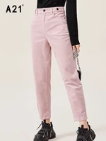a21 women corduroy casual pants 2022 spring new fashion high waist straight trousers for female solid loose bottoms